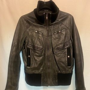 Mango Vintage Black Leather Jacket